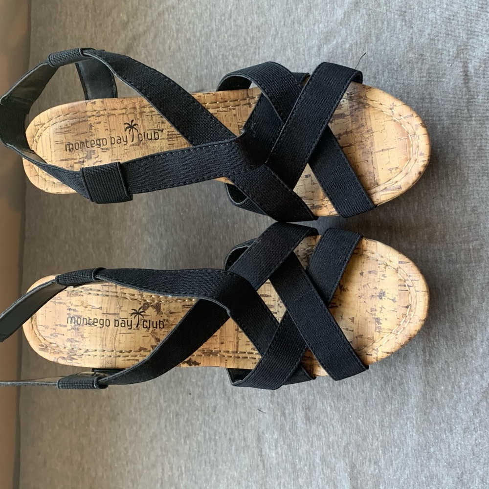Tan & Black Wedges